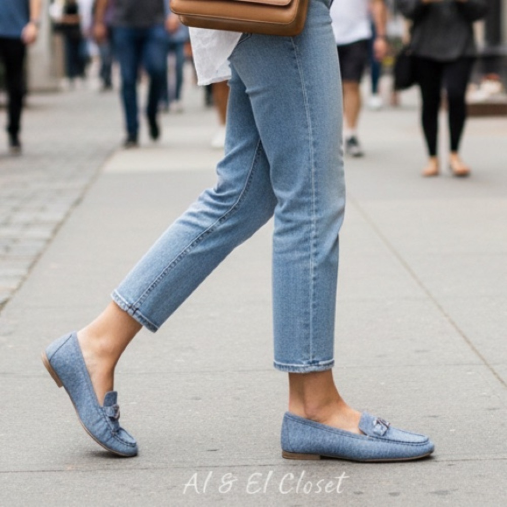Naturalizer Layla Loafers Sky Blue Suede Women’s Flats Size 9W New With Box
